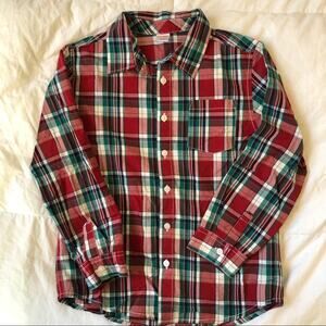 Gymboree Christmas Long Sleeved Button Shirt Red Green M (7-8)